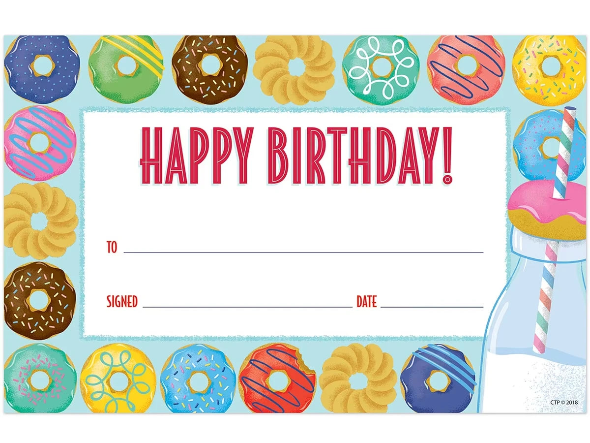 Mid-Century Mod Donut Birthday Certificates - US 6950