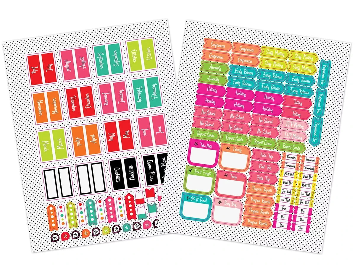 Black, White & Stylish Brights Lesson Plan & Record Book - US 3451