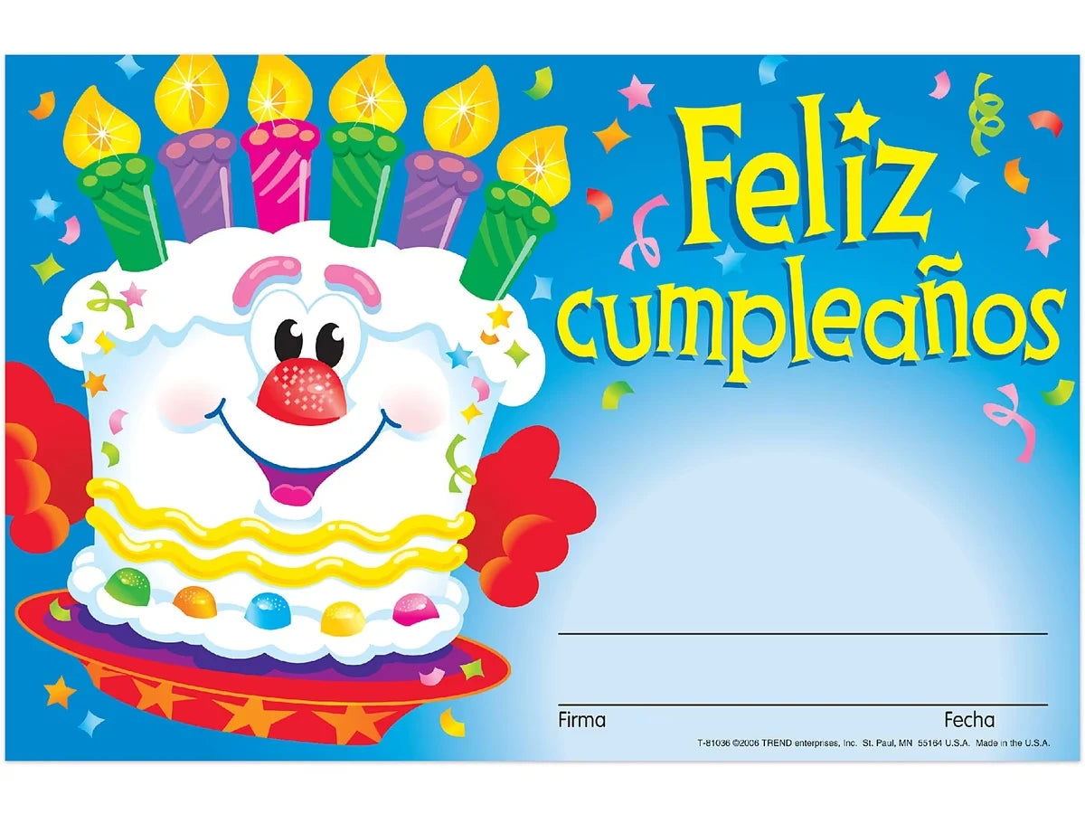 Feliz cumpleaños Birthday Certificates - US 9208