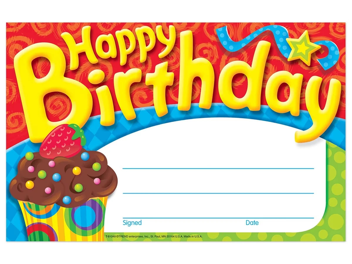 Cupcake Birthday Certificates - US 4532