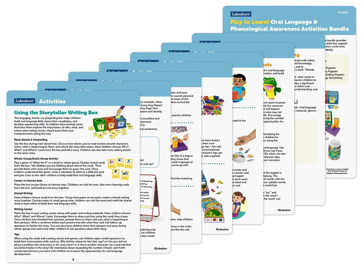 Play to Learn! Oral Language & Phonological Awareness Activities Bundle - US 3311