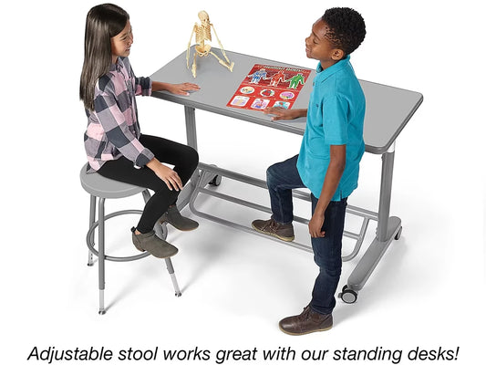 Flex-Space Height-Adjustable Stool - Gray - US 4069