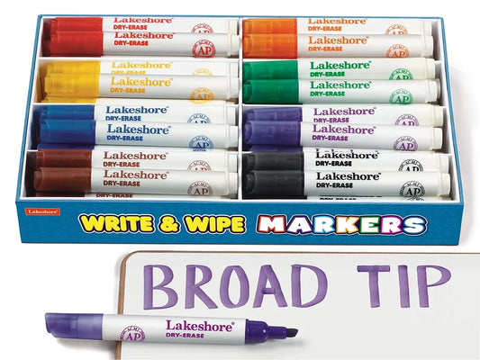 Write & Wipe Broad-Tip Markers - Class Pack - US 9462