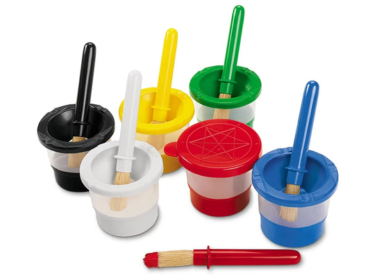 Mini No-Spill Paint Cups & Brushes - Set of 6 - US 4816