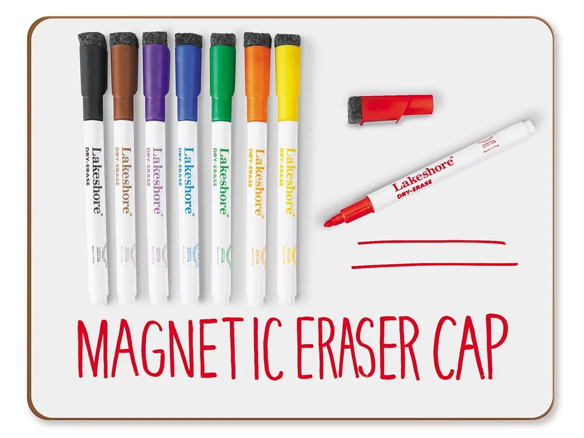 Magnetic Write & Wipe Markers with Eraser Caps - US 5818