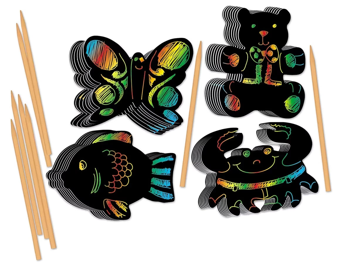 Rainbow Scratch Paper Animals - US 8277
