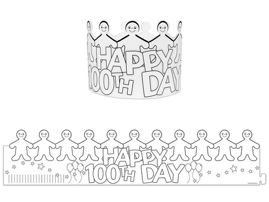 Design-Your-Own Happy 100th Day Crowns - US 6629