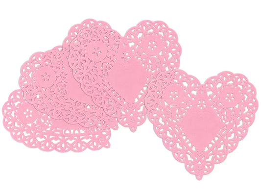 Small Pink Paper Heart Doilies - Set of 100 - US 9121