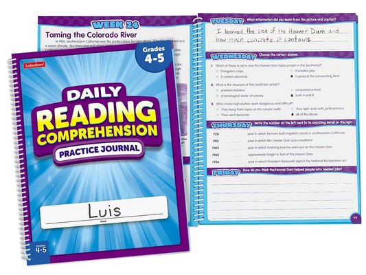 Reading Comprehension Daily Practice Journal - Gr. 4-5 - US 2470