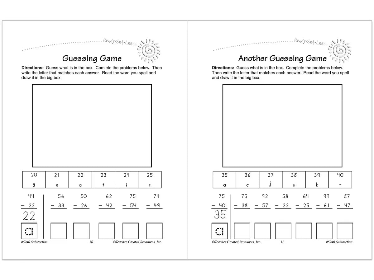Subtraction Workbook - US 1403