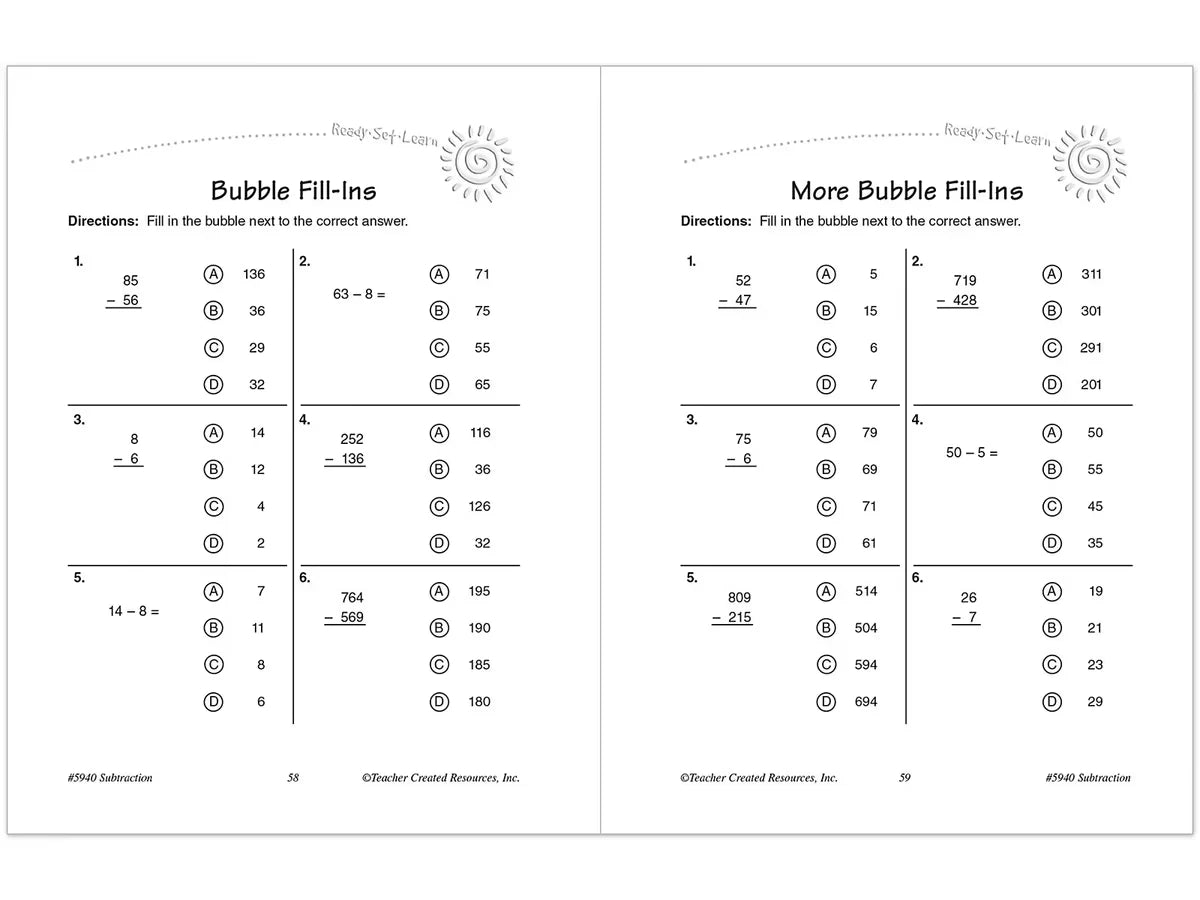 Subtraction Workbook - US 1403