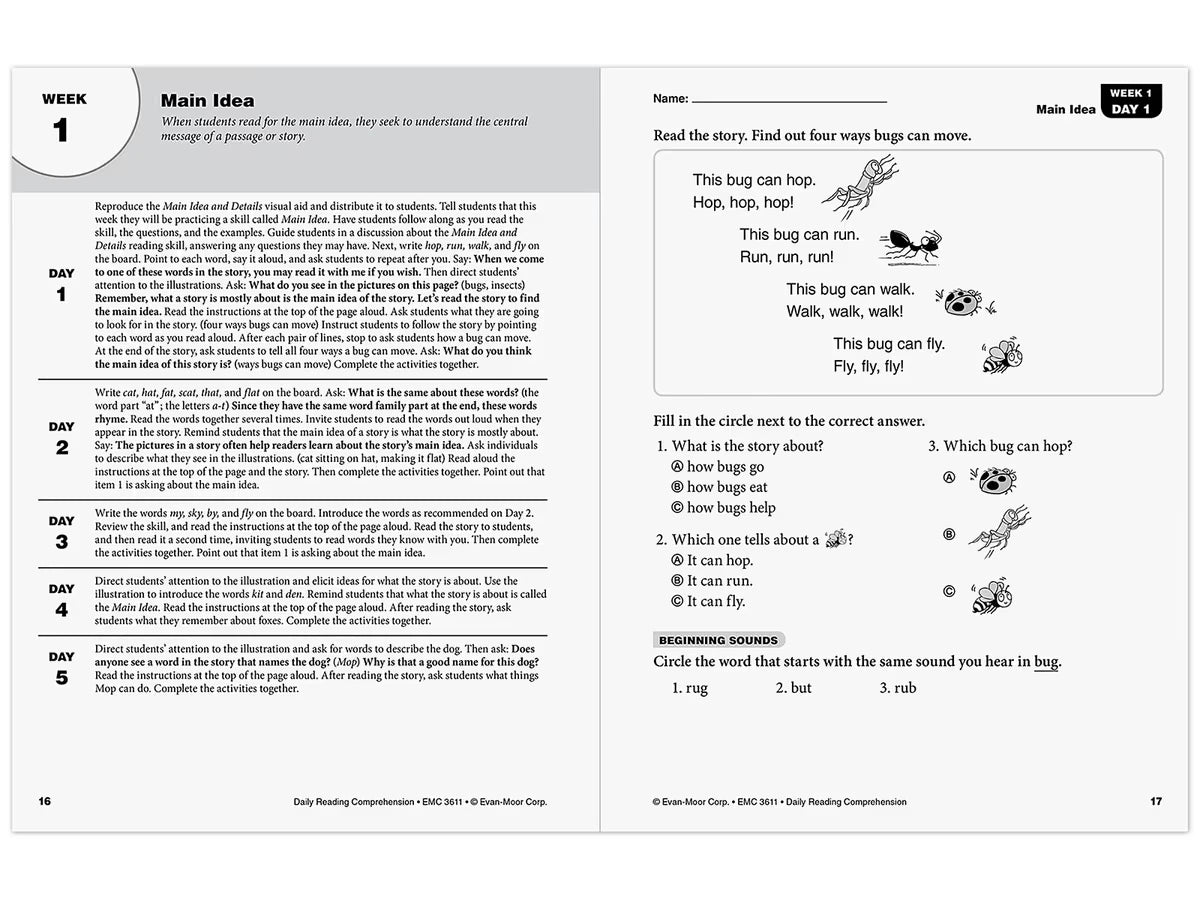 Daily Reading Comprehension Activities Workbook - Gr. 1 - US 5513