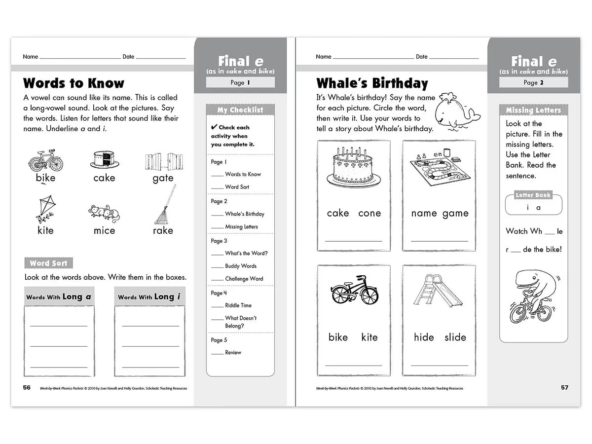 Phonics Week-By-Week Packets Workbook - US 2130