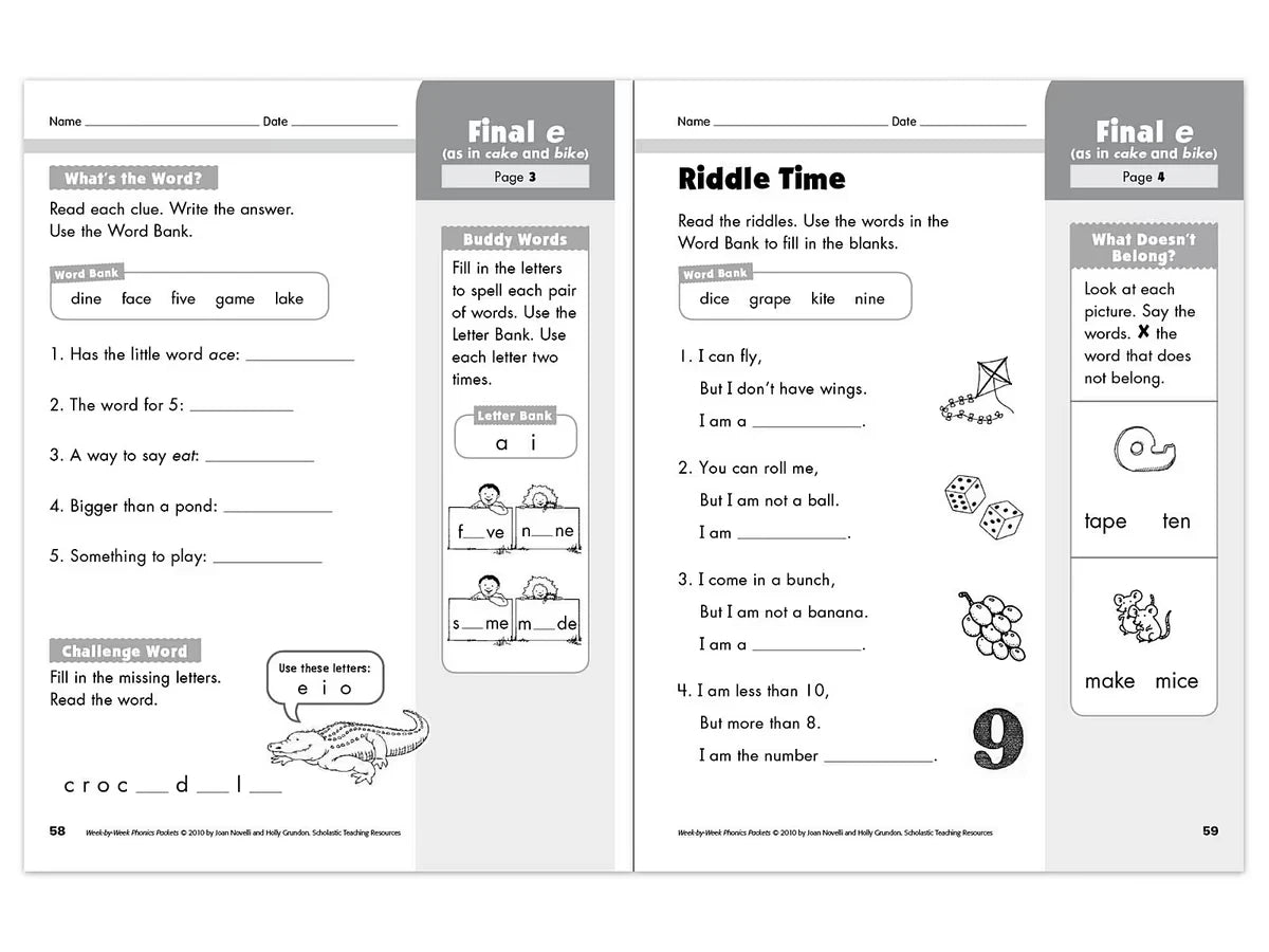 Phonics Week-By-Week Packets Workbook - US 2130