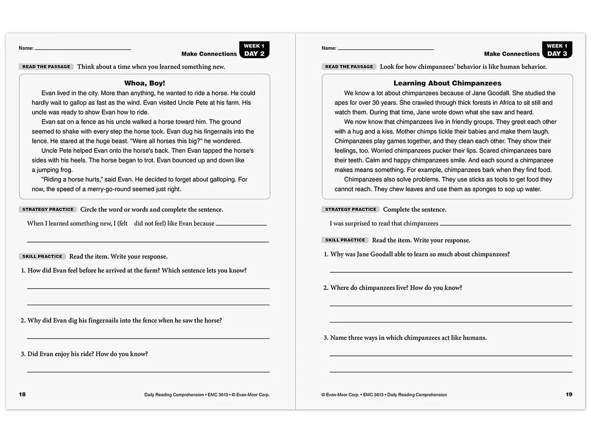 Daily Reading Comprehension Activities Workbook - Gr. 3 - US 5432