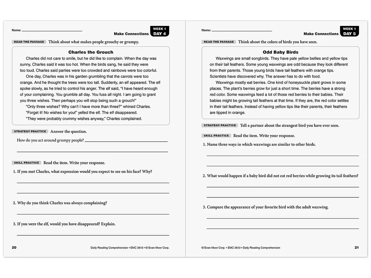 Daily Reading Comprehension Activities Workbook - Gr. 3 - US 5432