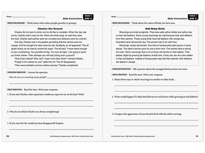 Daily Reading Comprehension Activities Workbook - Gr. 3 - US 5432