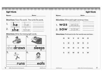 Phonics for Kindergarten Workbook - US 1150