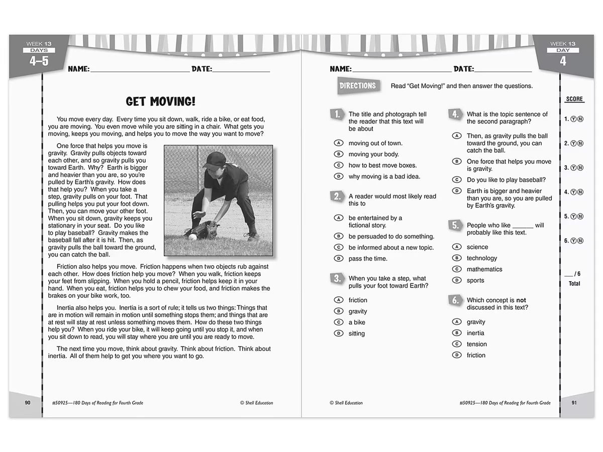 180 Days of Reading Workbook - Gr. 4 - US 5030
