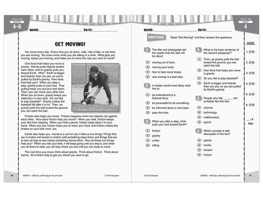 180 Days of Reading Workbook - Gr. 4 - US 5030