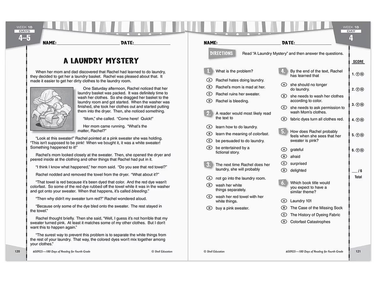 180 Days of Reading Workbook - Gr. 4 - US 5030