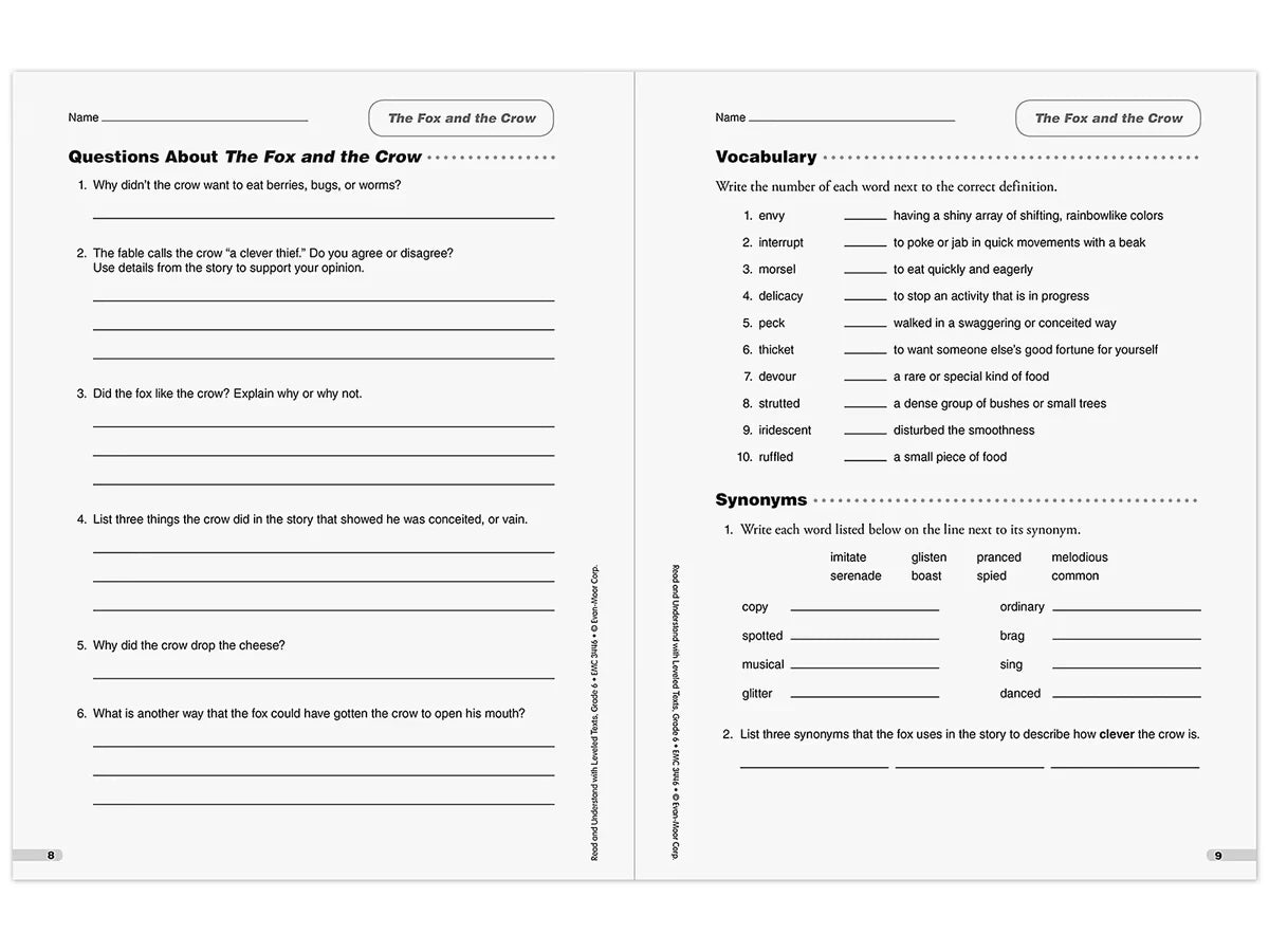 Read & Understand with Leveled Texts Workbook - Gr. 6 - US 3383