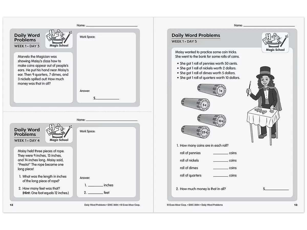 Daily Word Problems Workbook - Gr. 4 - US 5840