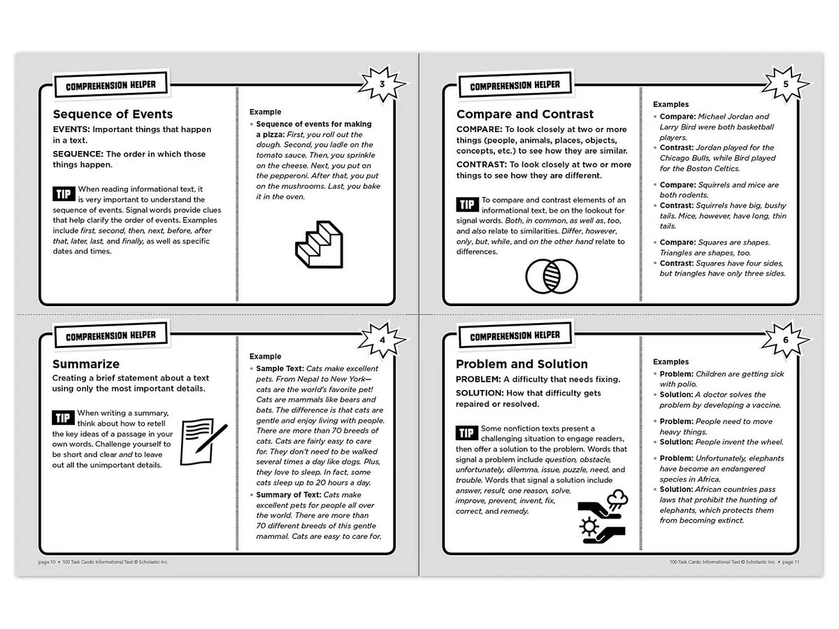 Informational Text 100 Task Cards Workbook - US 7219