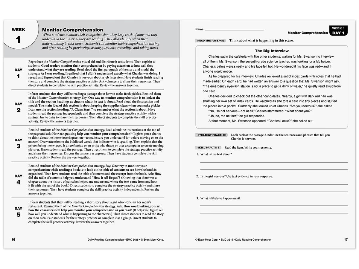 Daily Reading Comprehension Activities Workbook - Gr. 5 - US 4977