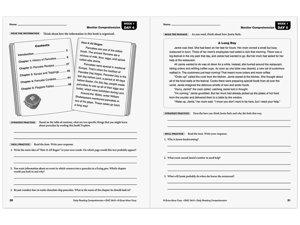 Daily Reading Comprehension Activities Workbook - Gr. 5 - US 4977