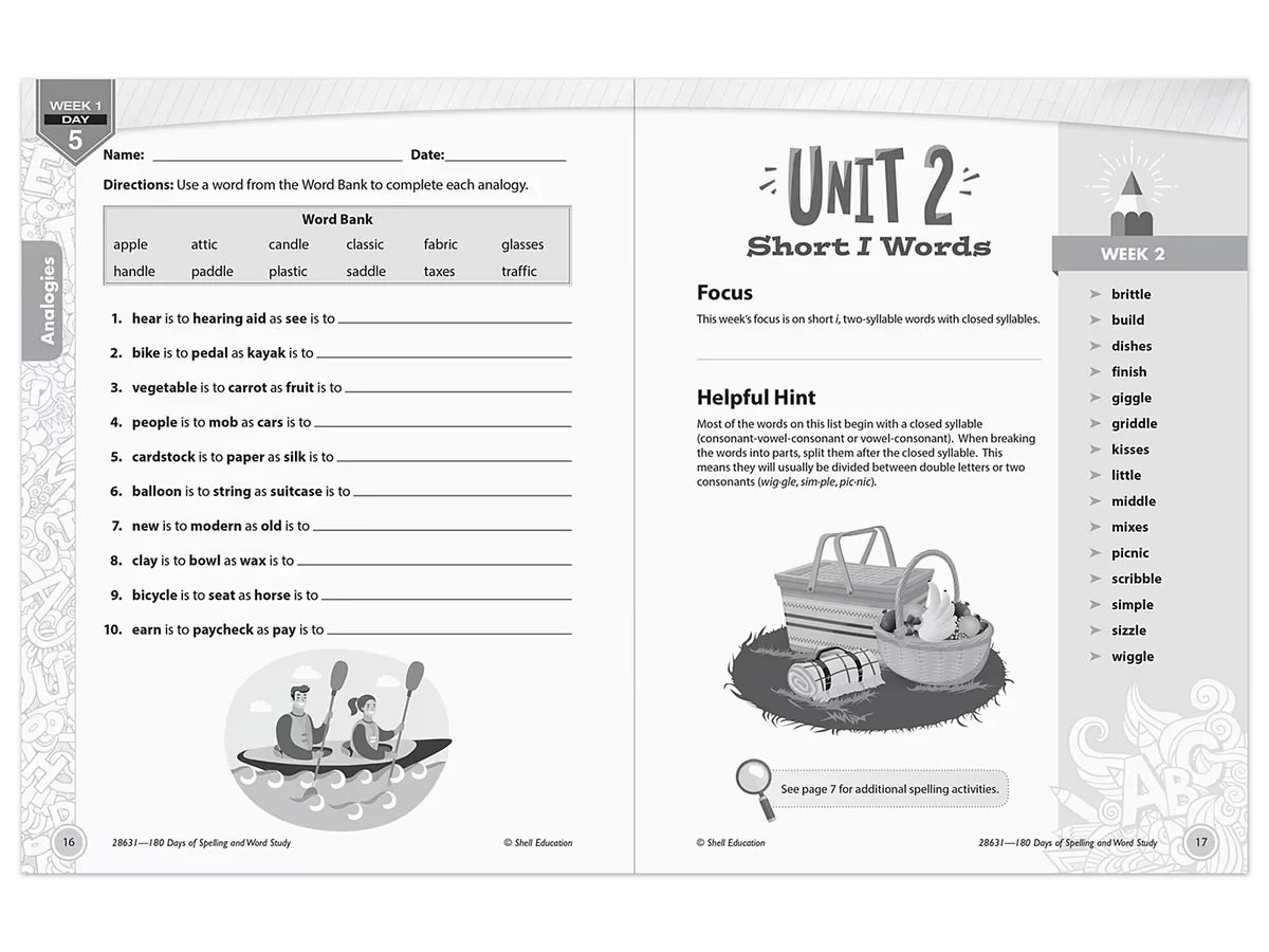 180 Days of Spelling Workbook - Gr. 3 - US 8907