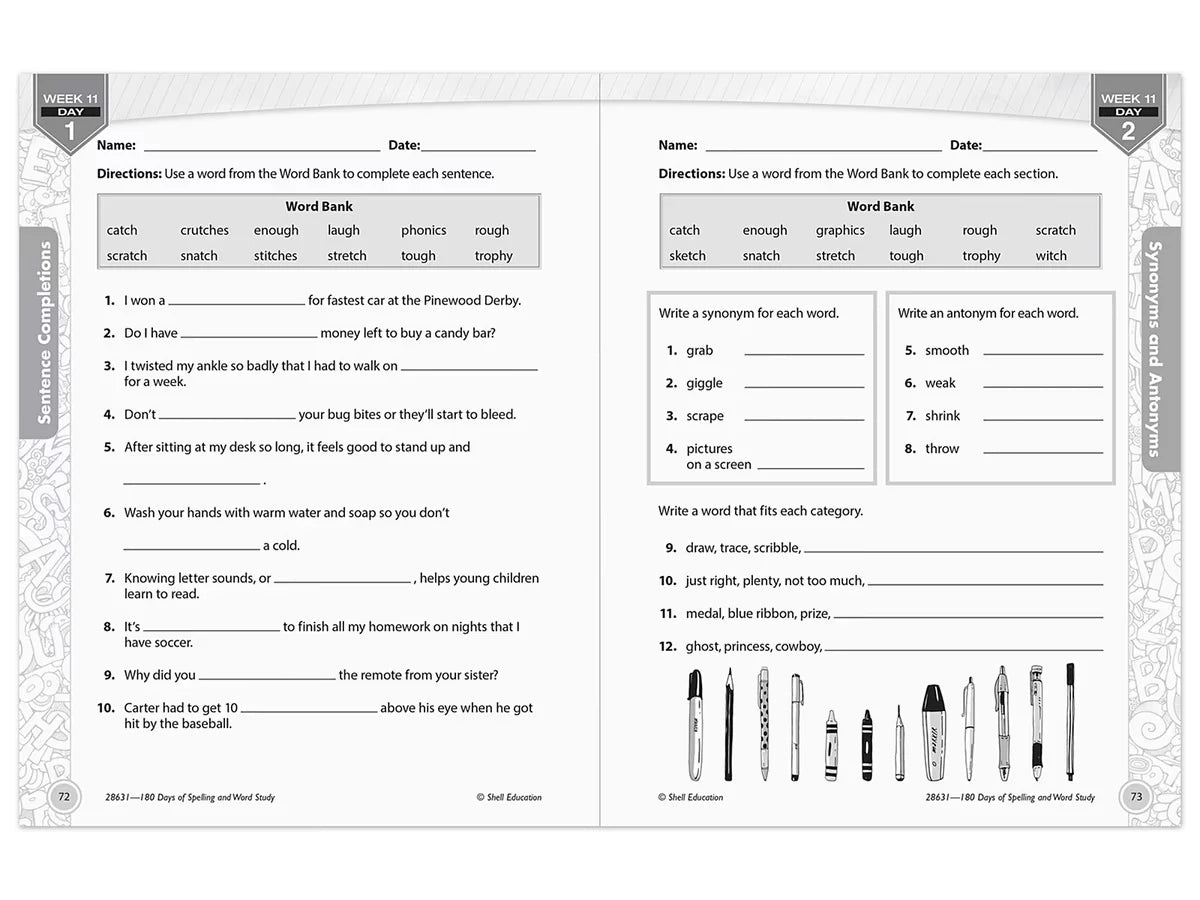 180 Days of Spelling Workbook - Gr. 3 - US 8907