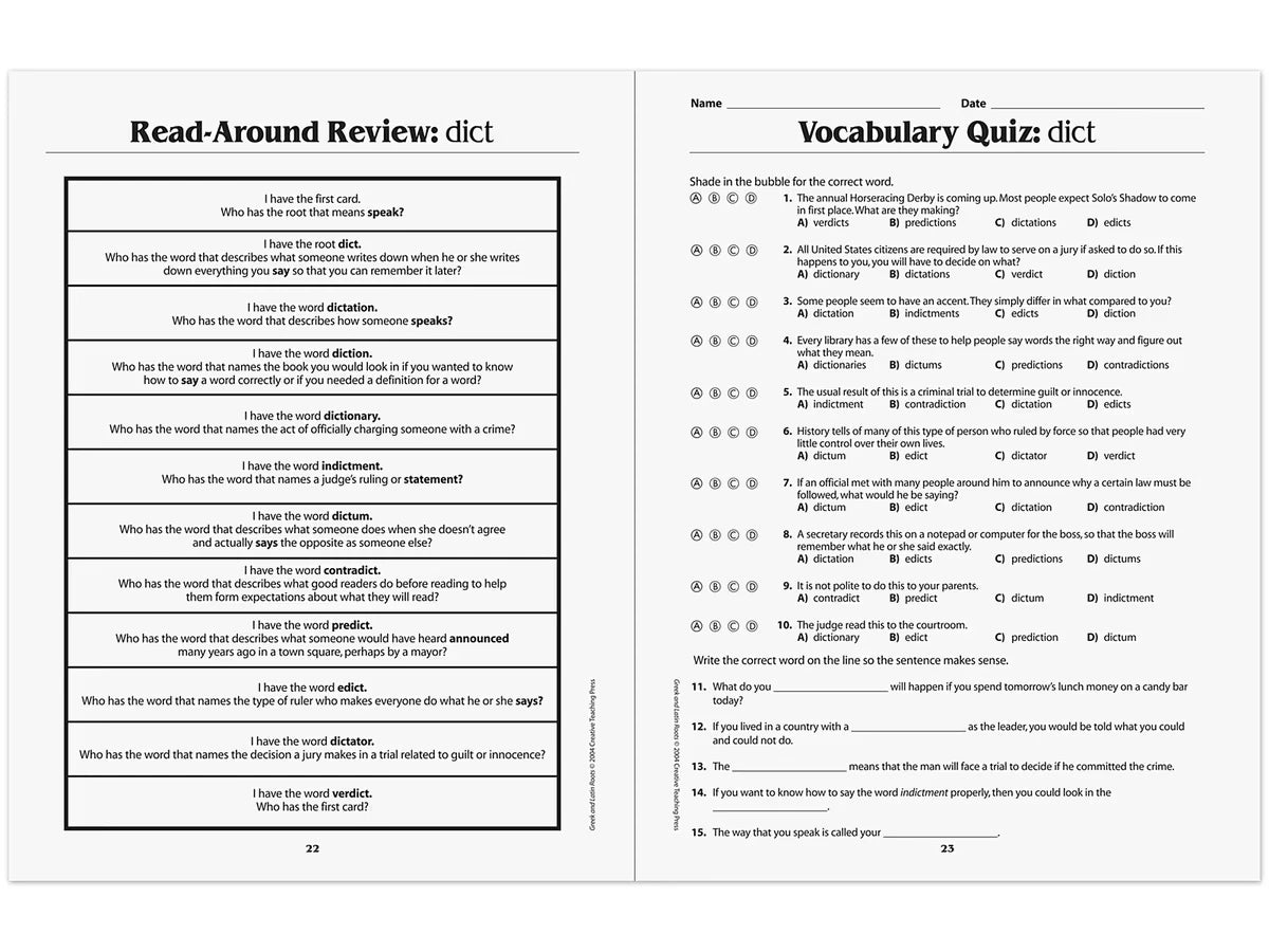 Greek & Latin Roots Workbook - US 1468