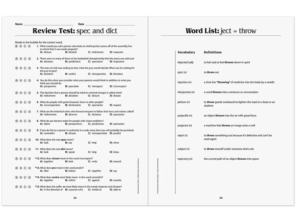 Greek & Latin Roots Workbook - US 1468