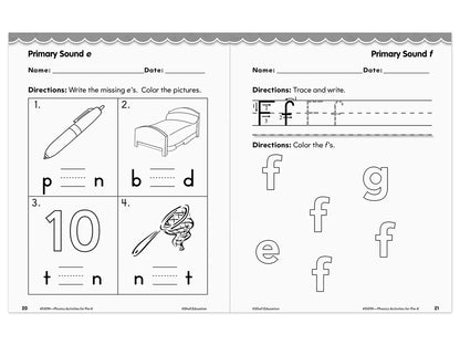 Phonics for Pre-Kindergarten Workbook - US 7460