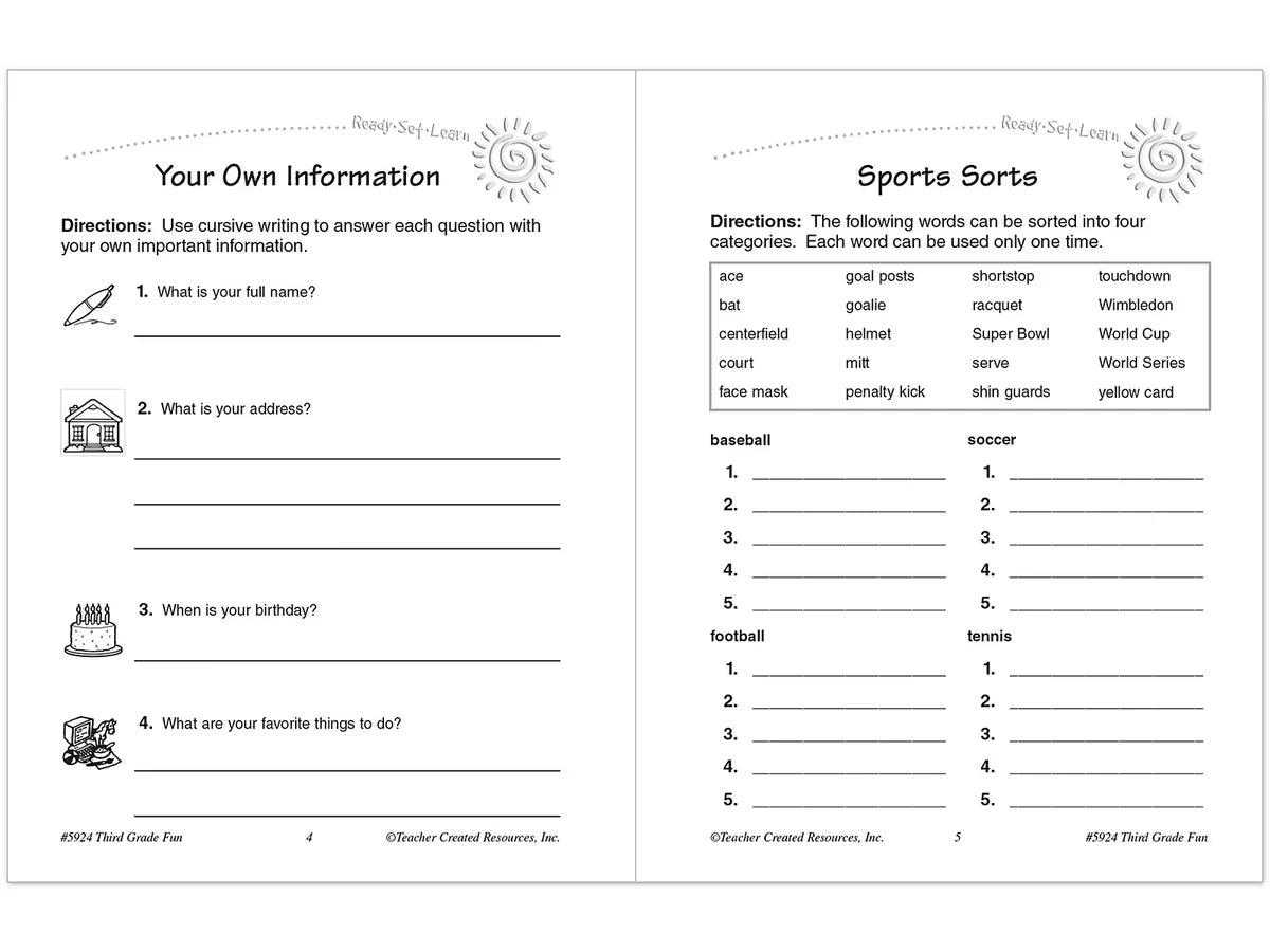 Third-Grade Fun Workbook - US 3449