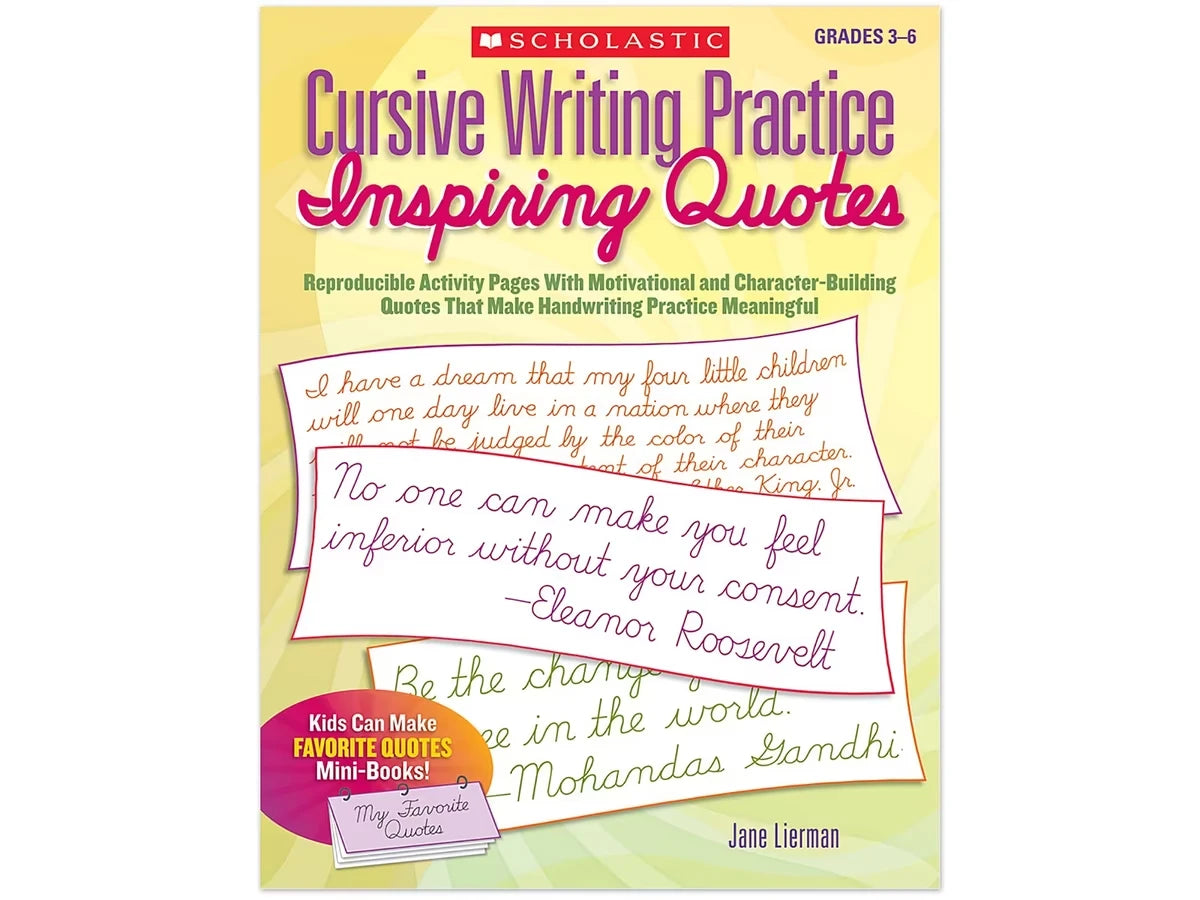 Cursive Writing Practice with Inspiring Quotes Workbook - US 5655