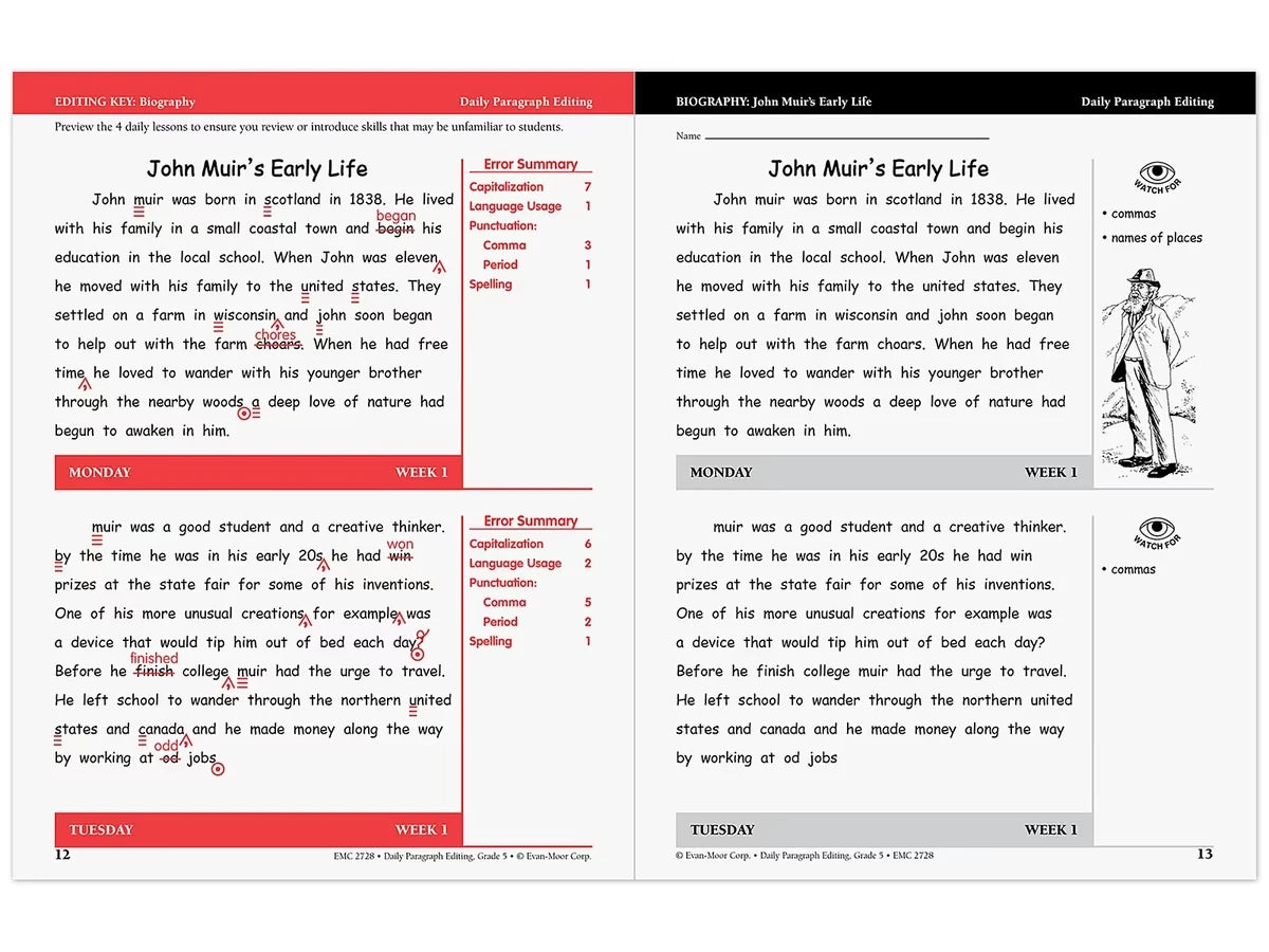 Daily Paragraph Editing Workbook - Gr. 5 - US 2495