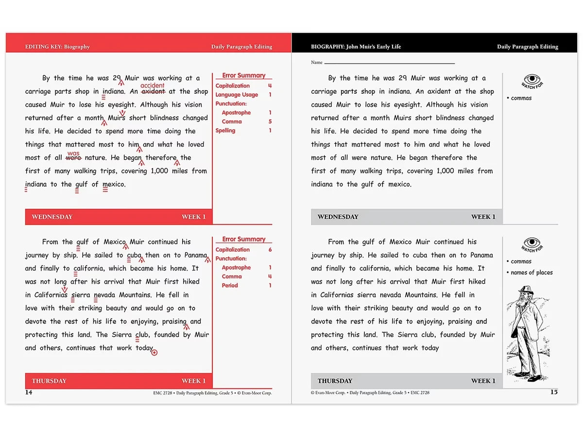Daily Paragraph Editing Workbook - Gr. 5 - US 2495