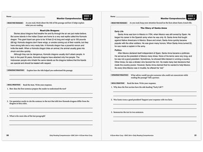 Daily Reading Comprehension Activities Workbook - Gr. 4 - US 5495