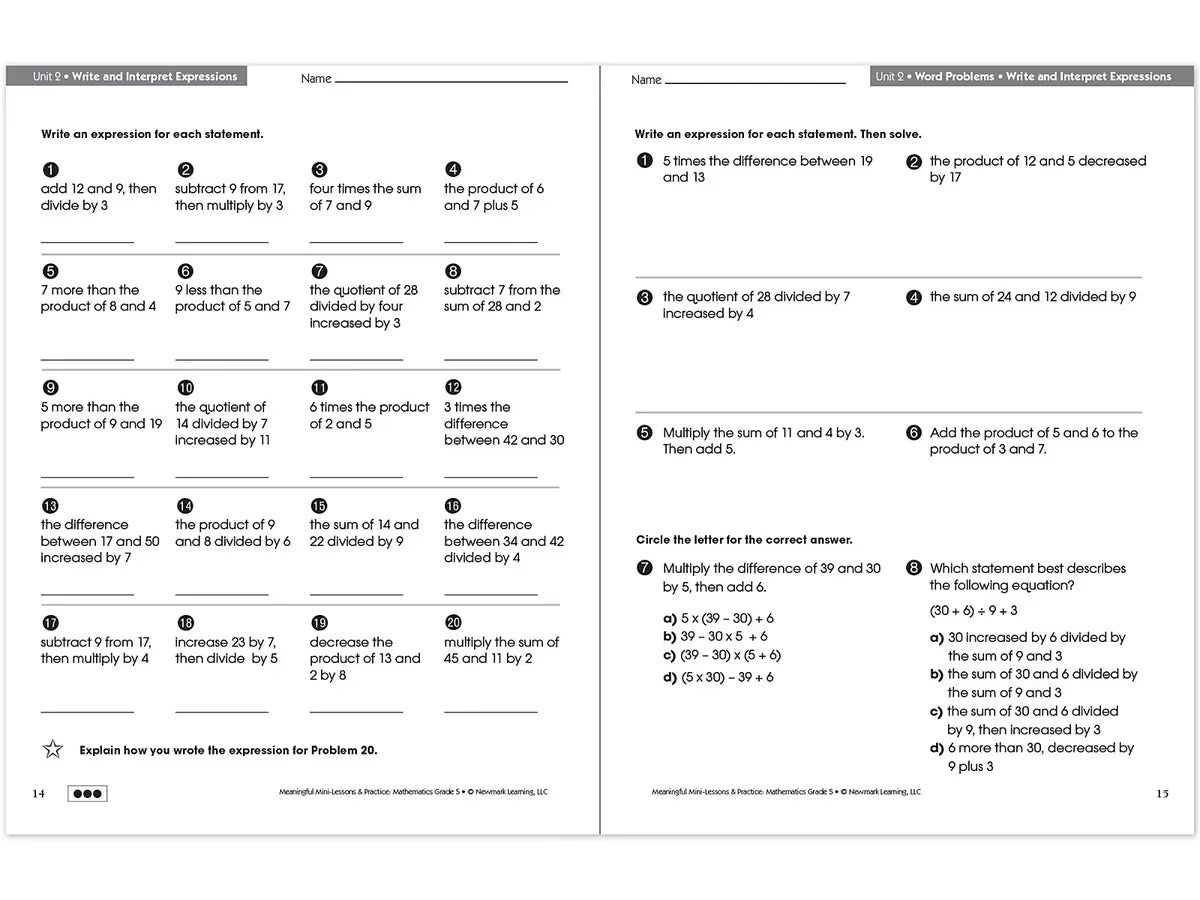 Mathematics Workbook - Gr. 5 - US 6477