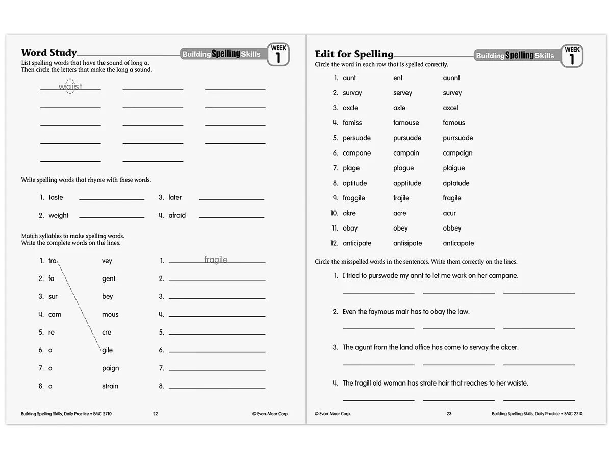 Building Spelling Skills Workbook - Gr. 6 - US 5880