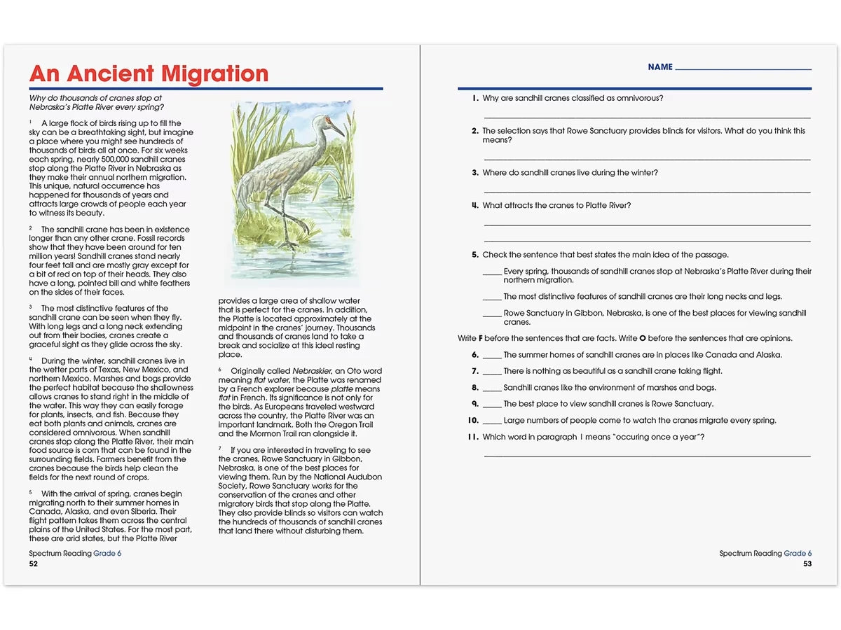 Spectrum® Reading Workbook - Gr. 6 - US 1888