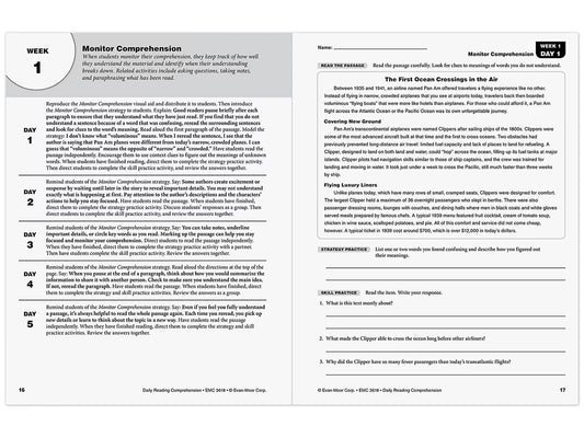 Daily Reading Comprehension Activities Workbook - Gr. 8 - US 3148