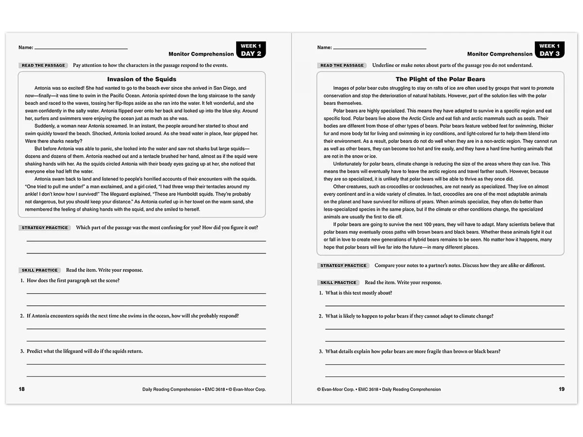 Daily Reading Comprehension Activities Workbook - Gr. 8 - US 3148