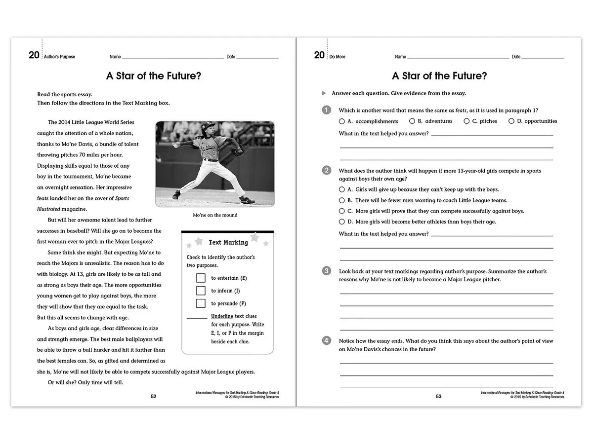 Text Marking & Close Reading Workbook - Gr. 4 - US 9717