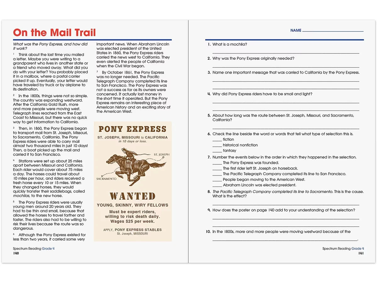 Spectrum® Reading Workbook - Gr. 4 - US 1111
