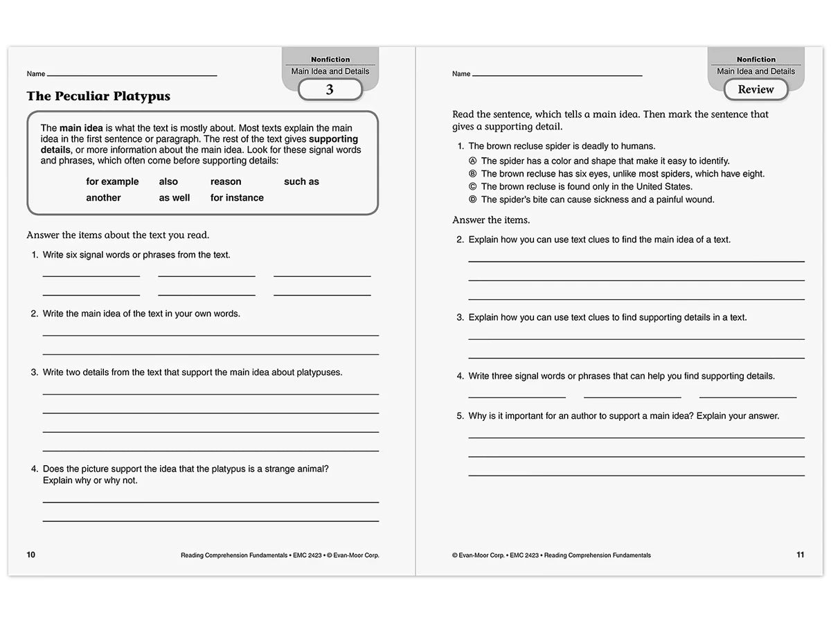 Reading Comprehension Fundamentals Workbook - Gr. 3 - US 8972