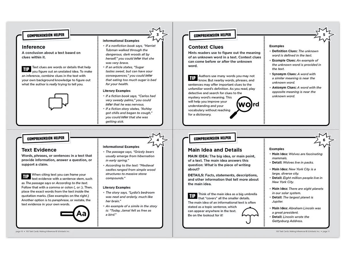 Making Inferences 100 Task Cards Workbook - US 4949