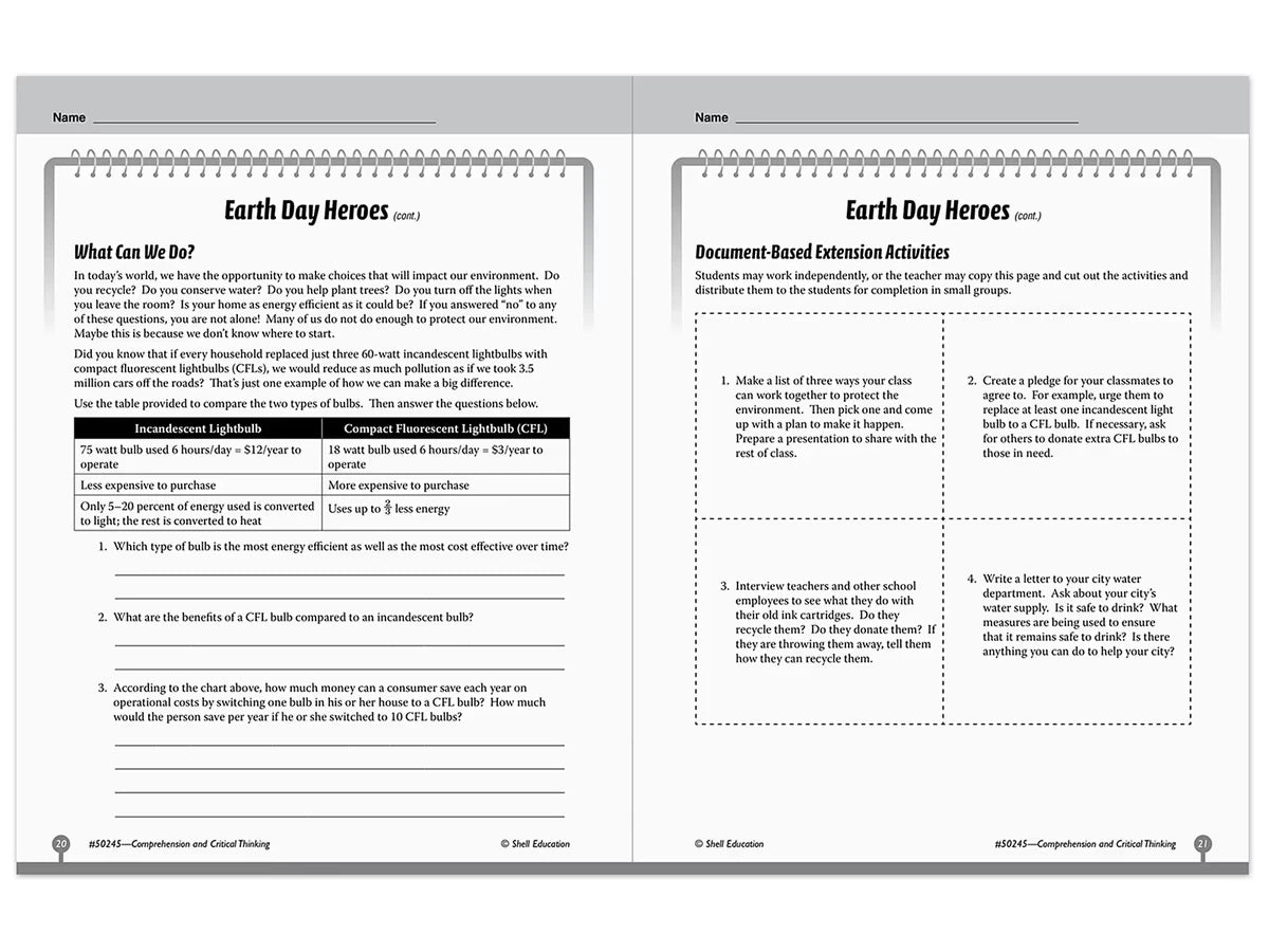 Comprehension and Critical Thinking Workbook - Gr. 5 - US 4733